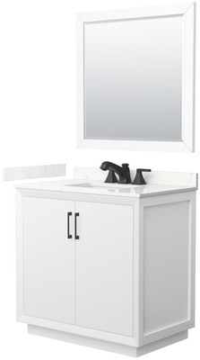 Wyndham Collection WCF414136S-QTZ-US3M34 Strada 36'' - White / Giotto Quartz Top