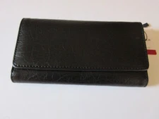 Mundi Tri-Fold Wallet Double Snap Multi Compartment Black New With Tag