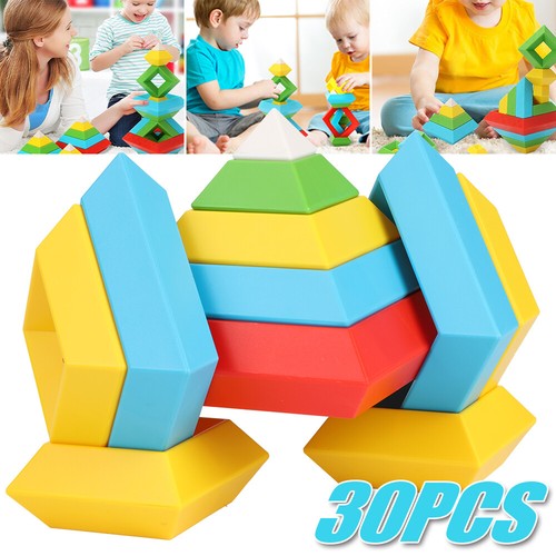 30 Pcs Pyramid Building Blocks Set Montessori Stacking Educational Toy For Kids - Picture 18 of 21