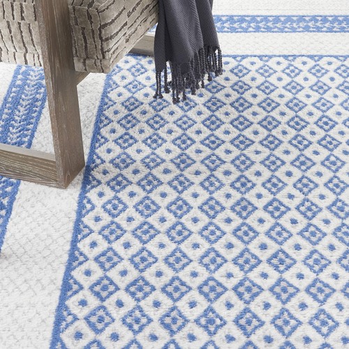 Nourison Whimsicle Geometric Ivory Blue 8'4" x 11'6" Area Rug Easy Cleaning - Picture 2 of 9