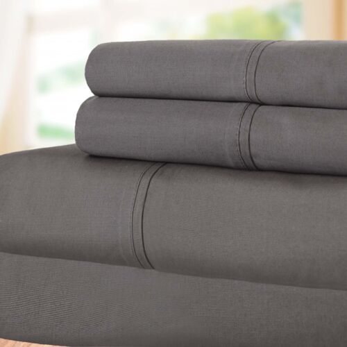 300 Thread Count 100% Cotton Percale Breathable Solid Deep Pocket Sheet Set - Picture 15 of 48