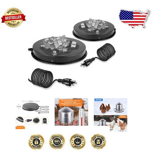Dual Pack of 110W Chicken Water Heaters - Safe for Metal & Plastic Containers