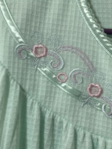 Adonna Sleepwear W L Robe Waffle Weave Mint Green Short Sleeve Pockets Snaps - Picture 4 of 13