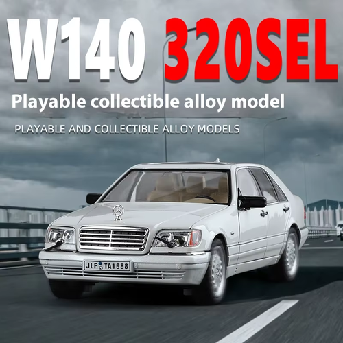Modellino auto pressofuso in lega 1/24 W140 320SEL berlina classica suono e luci de - Foto 7 di 14
