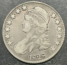 1828 CAPPED BUST HALF DOLLAR 50c Square Base 2 Small 8 Estate Fresh q328