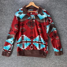 Western Wits Womens M Aztec Fleece Pullover Southwestern Geometric Boho Western