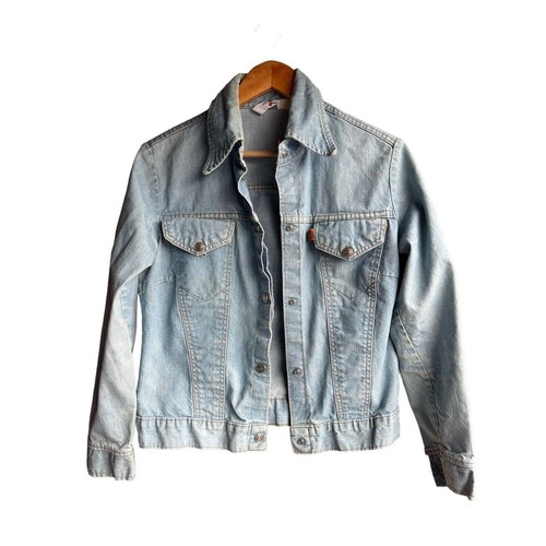 Vintage 70s LEVIS Denim Women Jacket Size Medium Rare Orange Tab and brand tag