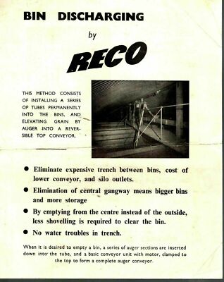 Vintage Getreidebehälter Entladung von Reco Rustons Engineering Broschüre 8176E