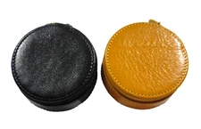 Jewelry Case Travel Leather Small 3" Round Zipper Graphic Image Black