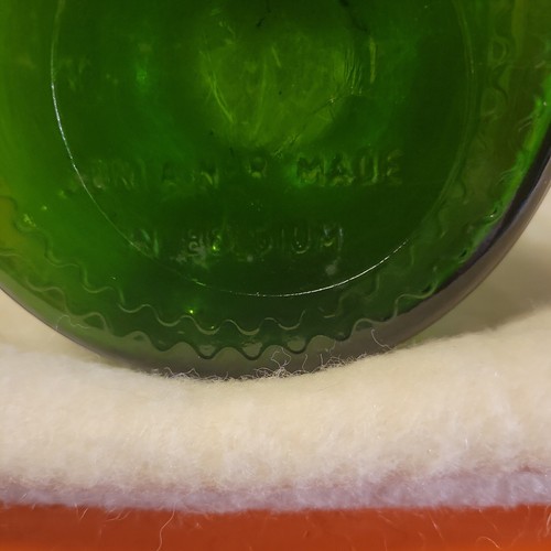 DE COLECCIÓN FRASCO BOTELLA FARMACIA QUÍMICA VIDRIO VERDE LABORATORIO HECHO EN BELGIA - Imagen 4 de 6