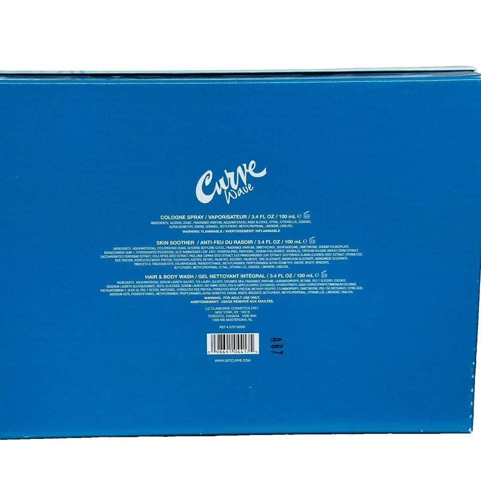 Curve Wave by Liz Claiborne 男士 3 件套 - 4.2 盎司 col 喷雾 + 皮肤安抚奶嘴 + 凝胶 — 第 3/3 张图片