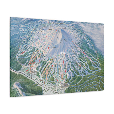 Mt. Bachelor OR Trail Map Canvas Poster Oregon Ski Resort 48x32