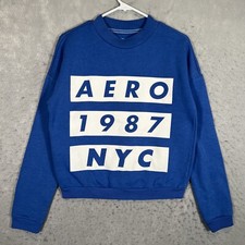 A1 Aeropostale 1987 NYC Sweater Youth Medium Blue Crewneck Sweatshirt Pullover