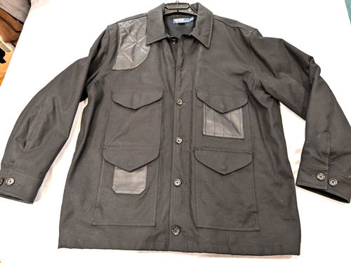 VTG Polo Ralph Lauren Men XL Cotton Waxed/Leather Hunting Shooting Field Jacket - Picture 16 of 24