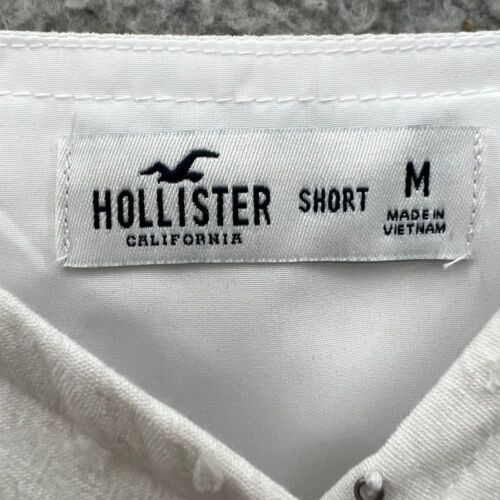 Hollister White Swiss Dot Wrap Mini Dress Ruffle Hem Spaghetti Strap M Cottage - Picture 3 of 7