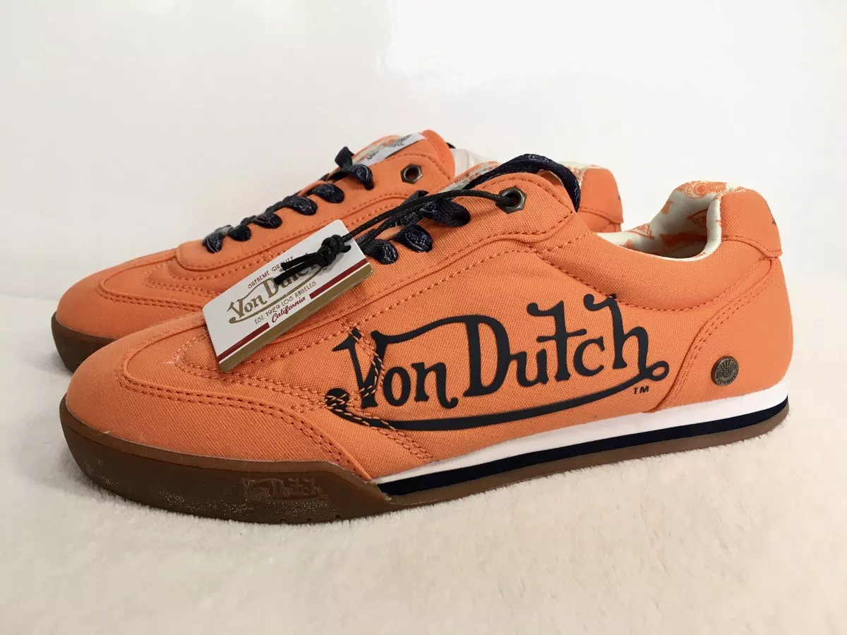 New Von Dutch Vanderdutch Orange Lace Up CLASSIC SNEAKERS Shoes Size 6 Rare