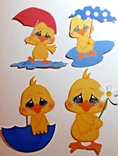 3D UPick Chicks Rain Umbrellas Puddles Scrapbook Card Embellishment