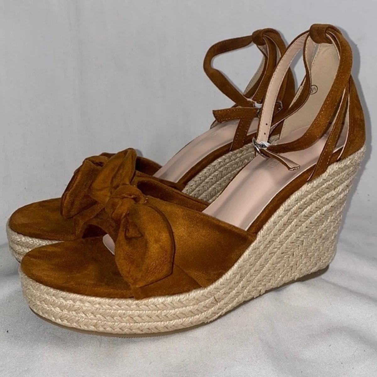 Bowknot design platform store espadrille wedge sandals