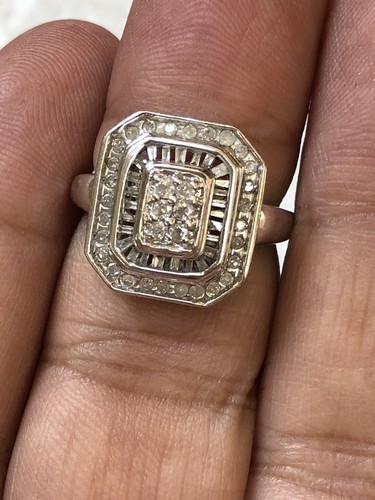 10K RING WEISSGOLD RUND & BAGUETTE 050 Karat NATÜRLICHE DIAMANTEN - Bild 5 von 11