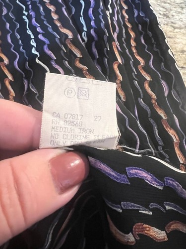 Women Medium Sheer Blouse Rayon Black Purple Button Down Mondo Di Marco Italy  - Picture 7 of 7