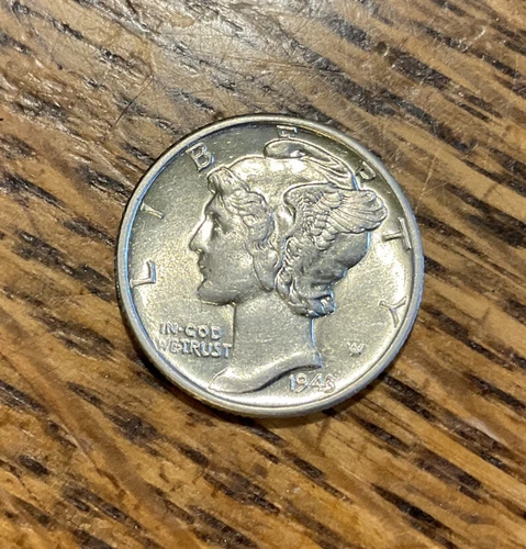 1943 Mercury Dime, UNC with Full Split Bands - Free shipping!