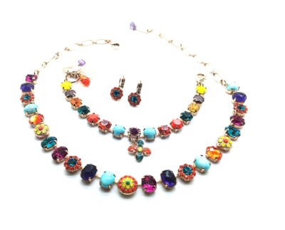 Mariana Jewelry Set Turquoise & Yellow, Orange, Aqua, Purple, Red Austrian Cr...
