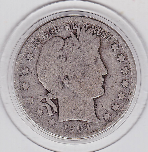 1903 O Barber Half Dollar (90% Silver) Coin, 50 Cents.