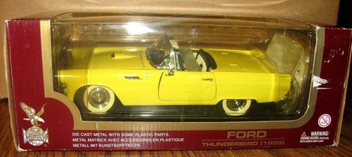 1955 Ford THUNDERBIRD CONVERTIBLE Car Display Stand 1:18 Yat Ming Toy Yellow