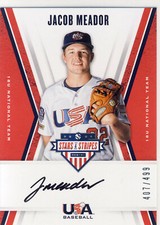 JACOB MEADOR 2019 PANINI USA Stars & Stripes 18U AUTO /499 TCU