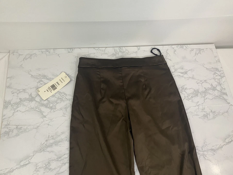 Pantalones de imitación de cuero Msk Bootcut para mujer 4 dorado marrón estilo 36831 brillantes nuevos con etiquetas O1 Foto 4 de 4