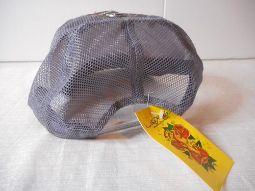 Ed Hardy Azul/Gris Bordado Camionero Snapback Horquilla Tigre Lengua Corona Calaveras - Imagen 5 de 12