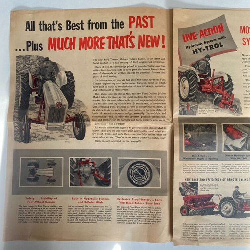 Ford Tractor Golden Jubilee Model 1953 Huge Newspaper Size Brochure Canada Farm - Picture 2 of 4