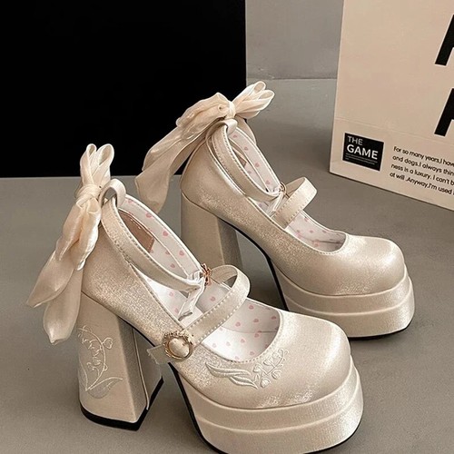 Fashion Women Lolita Pumps Platform Buckle Strap High Heels Thick Heel Shoes - Picture 7 of 17