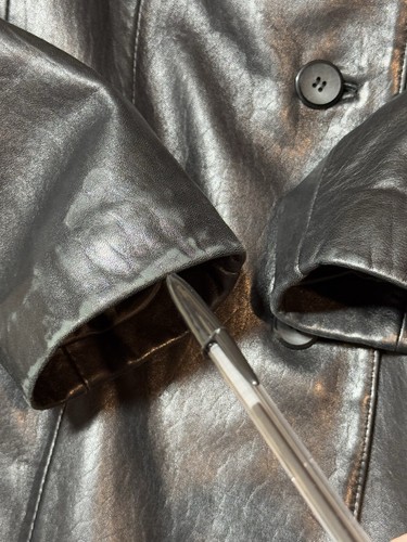 Abrigo Blazer de Cuero Siena para Mujer 12 Negro Cuero Suave 3 Bolsillos con Botones - Imagen 3 de 16