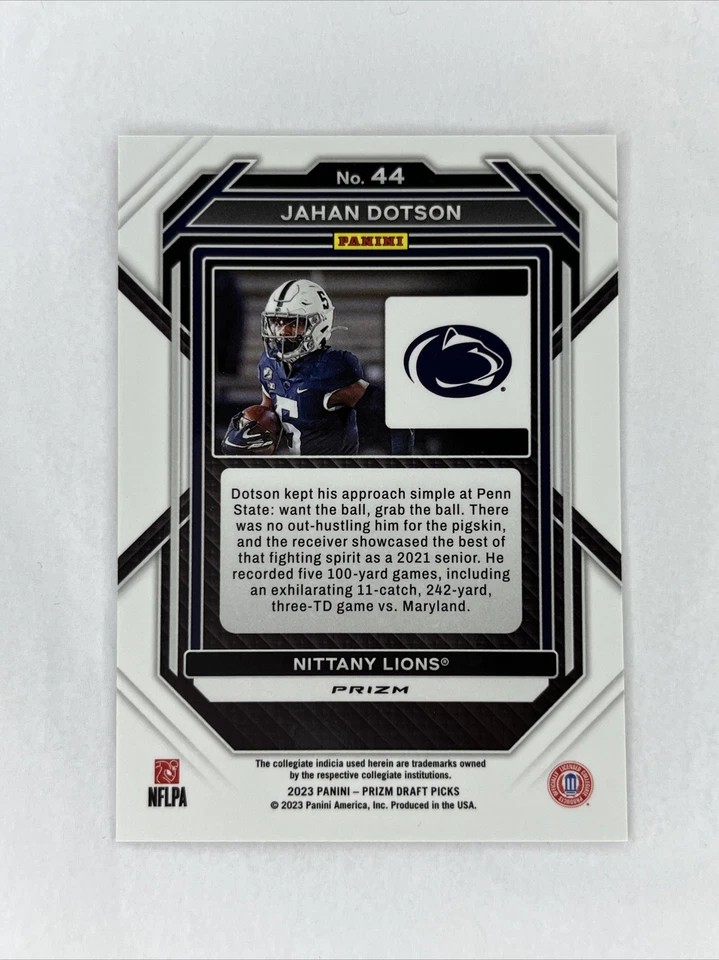 Jahan Dotson 2023 Prizm Draft Red Wave Prizm Penn State Commanders - Image 2 of 2