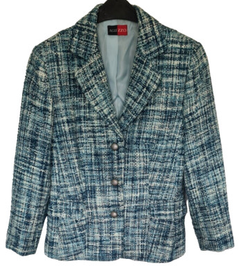 Vintage Blaser Bouclé Tweed in Blau (Größe 40)