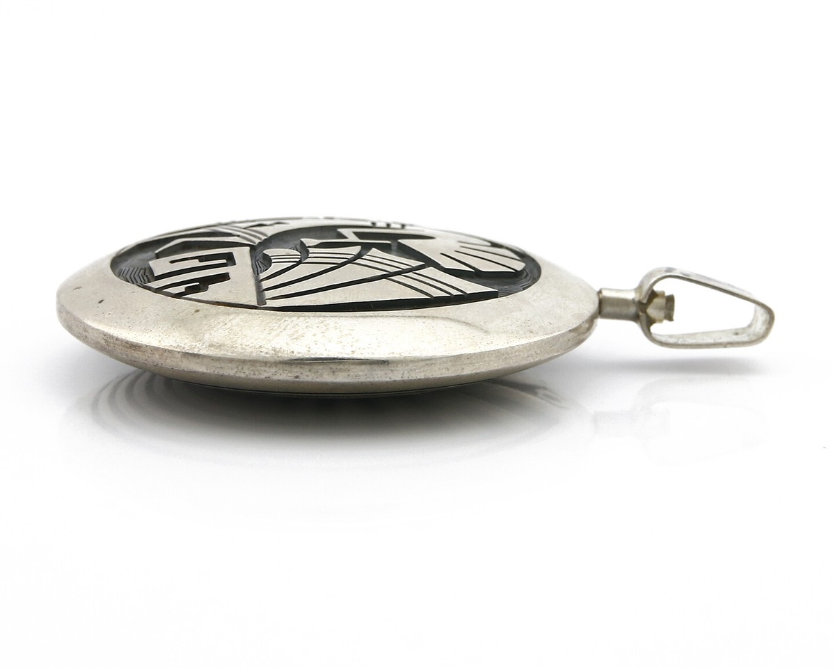 アクセサリー Hopicrafts vintage silver pendant Hopi Sterling Silver Overlay BIRD Pin Pendant Necklace