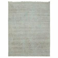 9' x 12' Gray Zoroastrian Seeripe Design Wool and Silk Hand Knotted Rug R79285