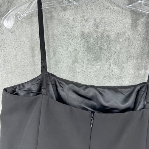 Bardot Dress Womens Medium Mid Ruffle Side Slit Evening Event Bodycon Black Zip - Picture 8 of 11