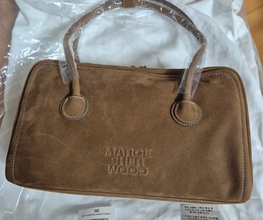 Marge Sherwood Soft Boston Bag Chestnut Nubuck Leather Shoulder