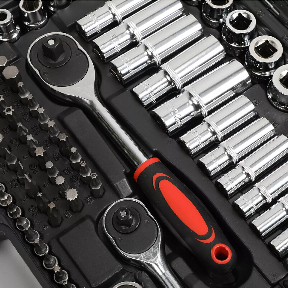 Professional 216 PCS Ratchet Spanner Socket Set 1/2" 1/4" 3/8" Toolbox ...