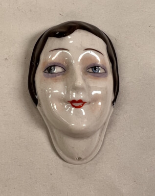 VINTAGE ART DECO PORCELAIN HALF DOLL FLAT/BAS RELIEF FLAPPER GIRL GERMANY