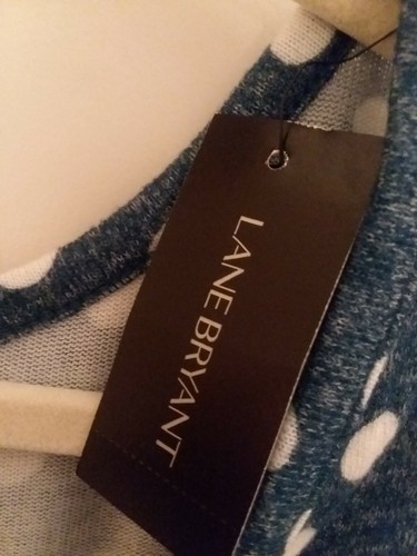 Neu mit Etikett Lane Bryant Tee Shop blau gepunktet L/S Pullover Oberteil Größe 22-24 - Bild 3 von 3