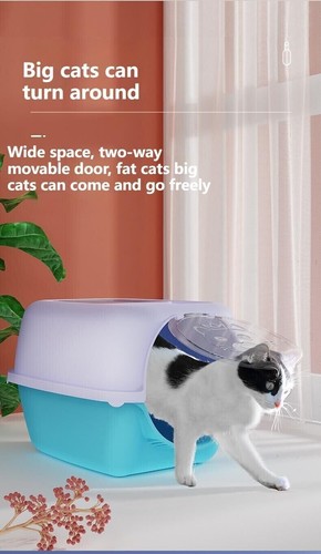 Home Cute Cat Litter Box Toilet Fully Enclosed Detachable Pet Bedpan Send Shovel - Picture 6 of 17