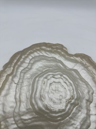 Iridescent Glass Oyster Shell Centerpiece Bowl 15”x15” Size Vintage Glass - Picture 7 of 8