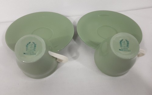 Vtg. LENOX Demitasse/Expresso Cups & Saucers Green USA ~ 2 Sets~green mark - Picture 3 of 7
