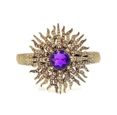 NICKY BUTLER Bronze Collection Starburst Purple Quartz Cuff Bracelet NB Large  