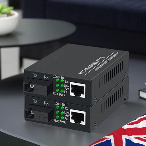Gigabit SMF Fiber SC To RJ45 Ethernet Converter A Pair 2 Pack 10/100/1000Mbps
