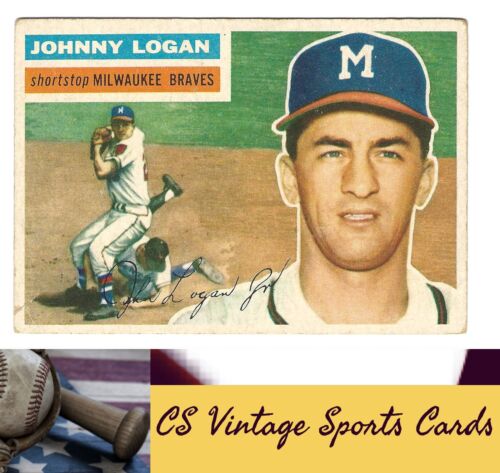 1956 Topps #136b Johnny Logan Gray Back