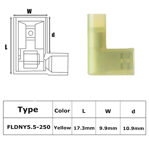 25x Insulated Nylon Flag Spade Terminals AWG 12-10 Wire Crimp Female Connectors - Picture 2 of 8